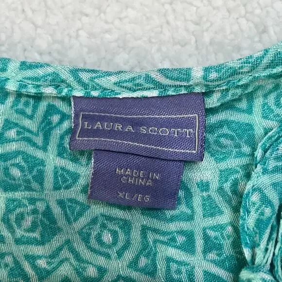 Laura Scott Women’s Top Bundle (2) Sz XL Petite Green/Purple Gauzy Lightweight - Picture 8 of 9